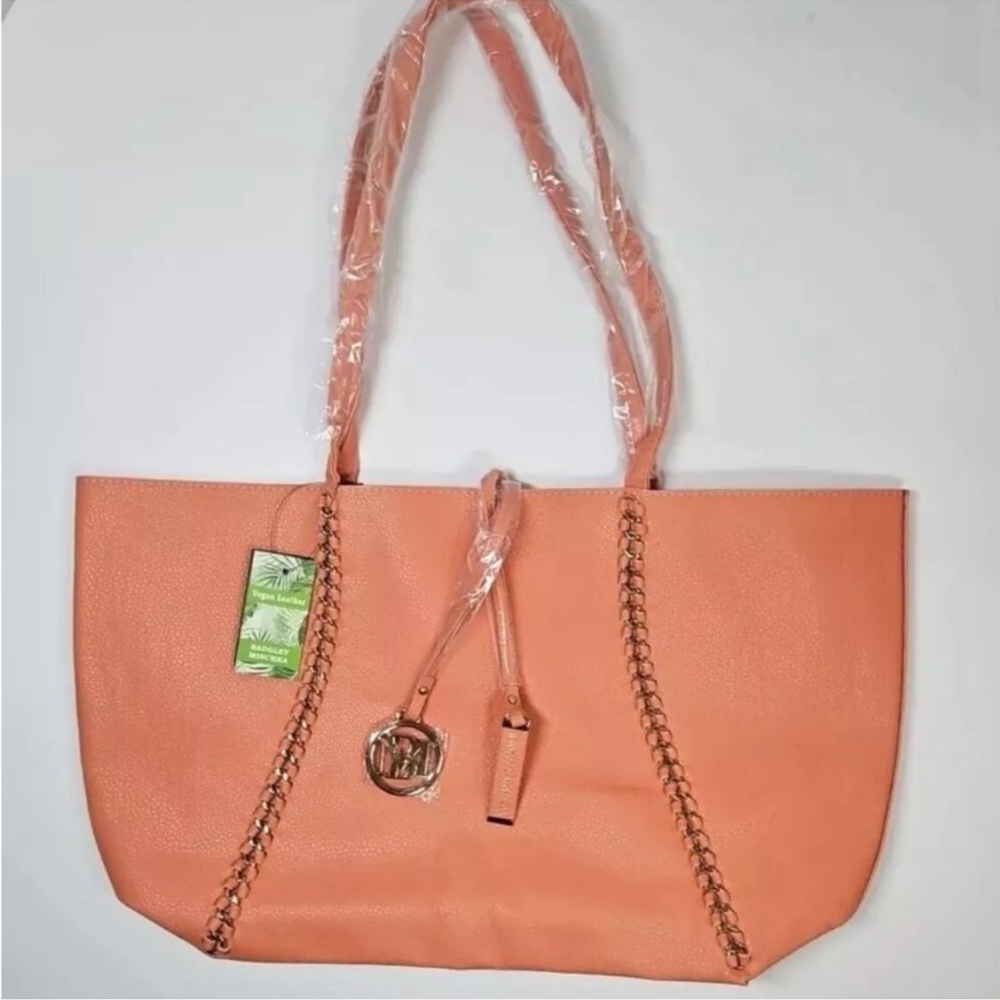 Badgley Mischka Orange Tote Bag with Floral Scarf - Picture 3 of 16